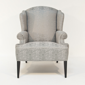 Parker and Farr Storyteller Chair in Grey Satin Fabric 1
